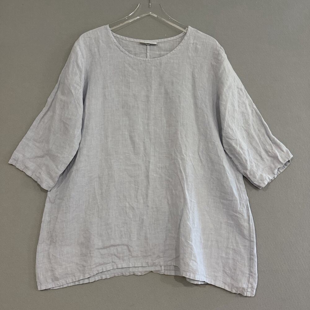 Bryn Walker Linen Tunic Top Medium Light Blue Lagenlook Oversized Coastal